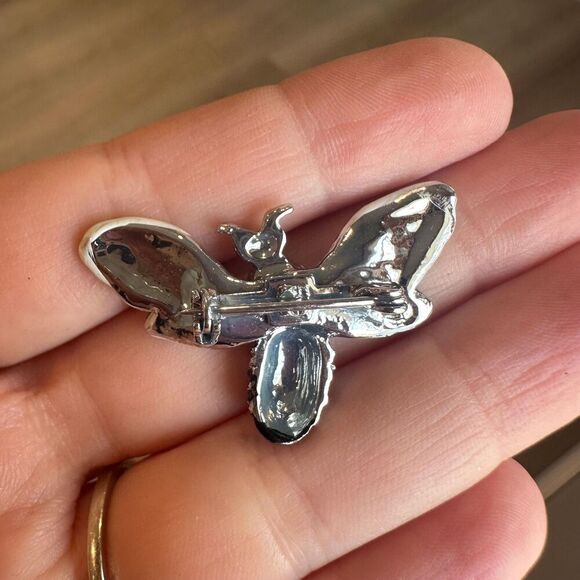 Vintage Bumblebee Bee with  Rhinestones Painted  Brooch Pin Flying Insect - Picture 3 of 4